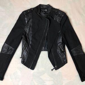 Cropped Moto Leather Jacket